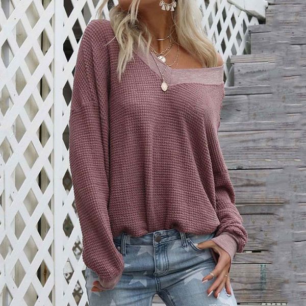 

women's sweaters autumn knitted v neck ladies long sleeve off shoulder women loose pullover female lqo7, White;black