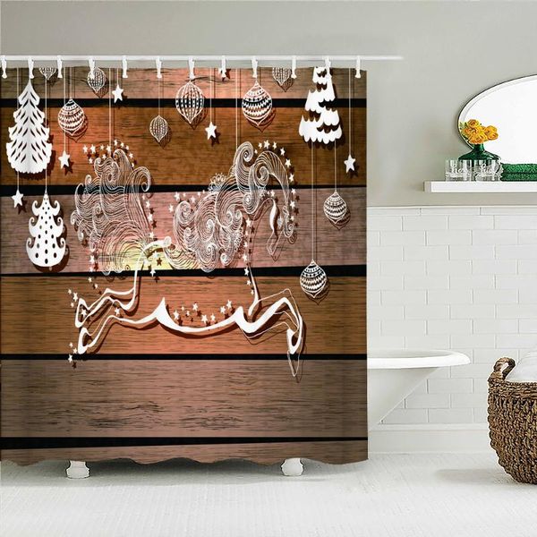 

shower curtains funny reindeer christmas print bathroom curtain happy year bath festival home decoration waterproof fabric