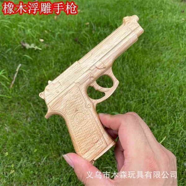 

oak relief handicraft wooden pistol children's toy gun model whole wood technology