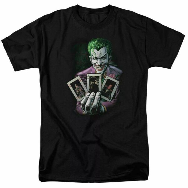 

the joker 3 of a kind t shirt licensed comic book tee black, White;black