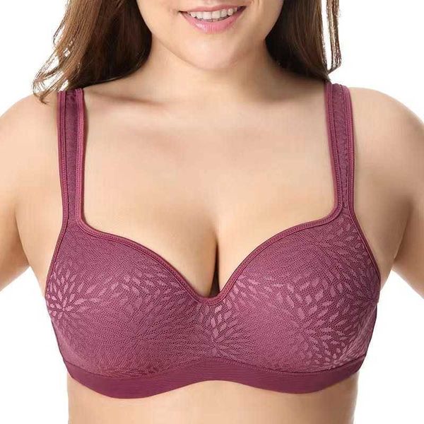 Toptan Kadınlar Dantel Eroidery Örgü Sütyen Push Up İnce Büyük Yağ C D E F Kupası Artı Boyutu Seksi Balenli Iç Çamaşırı Lingerie Brastiere 210623