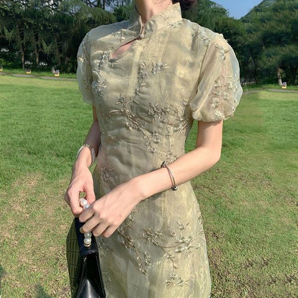 

ethnic clothing chinese traditional costumes cheongsam women qipao dress wedding dresses green summer short sleeve slim hollow out embroider, Red