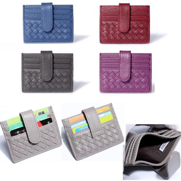 

card holders classic design holder. hand made woven leather holder,bank bag unisex.quality case ,1 big + 6 small, Brown;gray