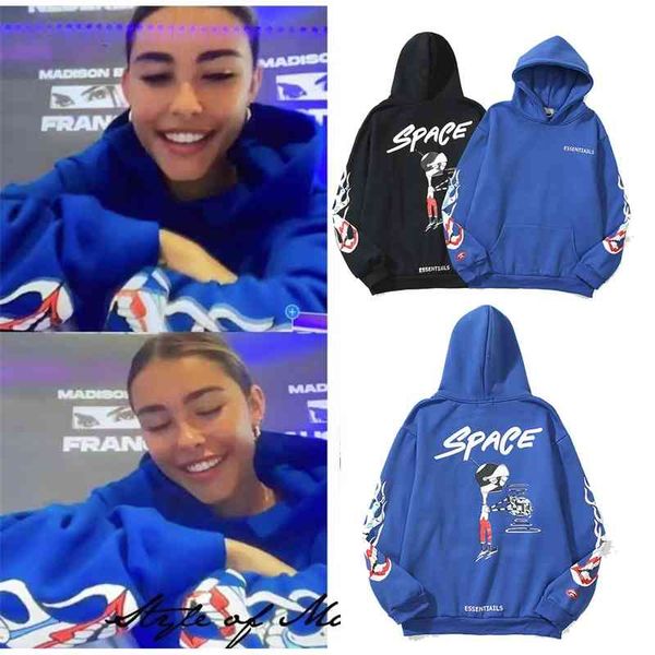 

2021 autumn winter tide br essentials double line letter printed men's and women's hooded plush sweater, Black