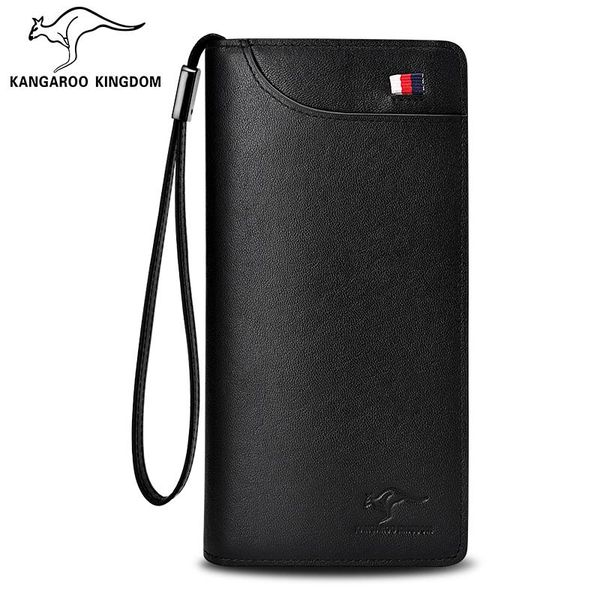 

wallets kangaroo kingdom fashion men genuine leather long zipper clutch purse large capacity card holder phone wall, Red;black