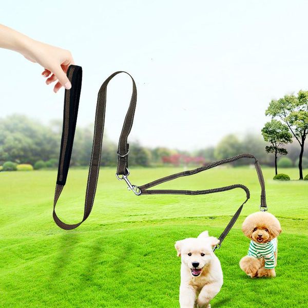 

comfortable foam hand dog double leashes elasticity elastic pet head rope belt safe reflective lead leash collars &