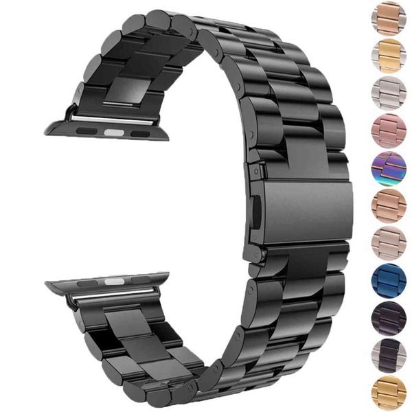 Cinturino in acciaio inossidabile per cinturino Apple Watch 38mm 42mm Cinturino in metallo 40mm 44mm Bracciale sportivo per iWatch serie 7/6 / SE / 5/4/3/2 H1123