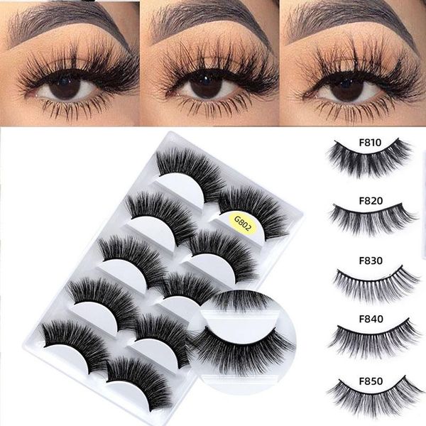 

false eyelashes 5pairs 4d mink lashes natural dramatic faux cils makeup wholesale fake eyelash extension