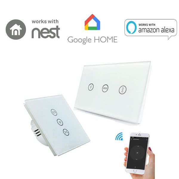 

smart home control curtain wall switch wifi via app or voice by alexa google for motors roller shutter eu us type