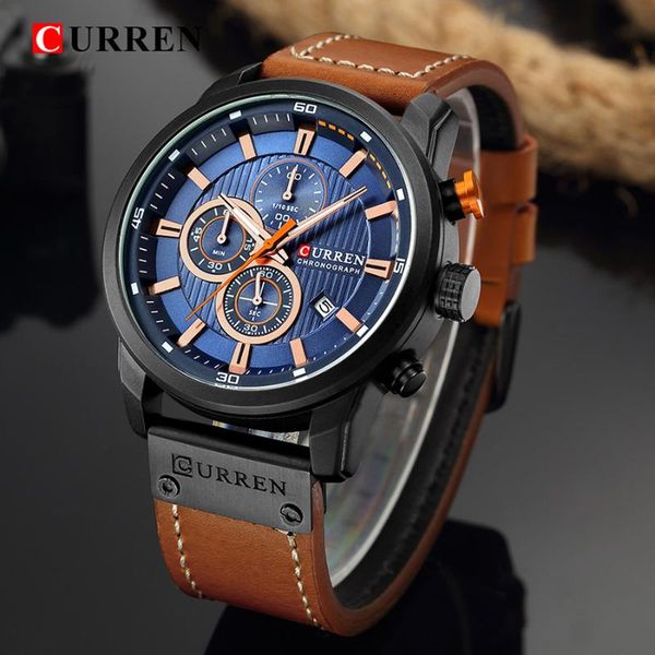 

wristwatches curren men's watches blue male clock man quartz men wristwatch hodinky relogio masculino, Slivery;brown