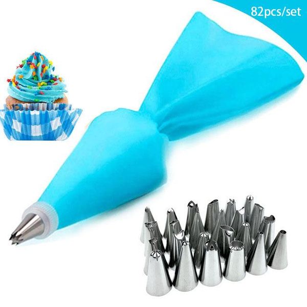 

82pcs/set silicone mold knife reusable icing piping nozzles set pastry bag cake decorating home kitchen accessories gadgets baking & tools