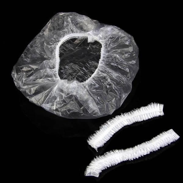 

100pcs disposable one-off el home shower bathing clear hair elastic cap hats caps