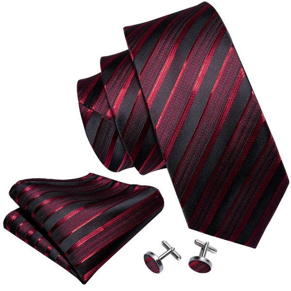 

new male luxury neck tie for men business red striped 100% silk tie set barry.wang fashion design neckwear dropshipping ls-5022, Black;blue