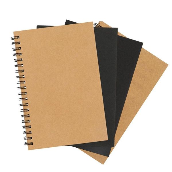 

coil kraft paper notebook solid color cover inner page painting notepad notepads, Purple;pink