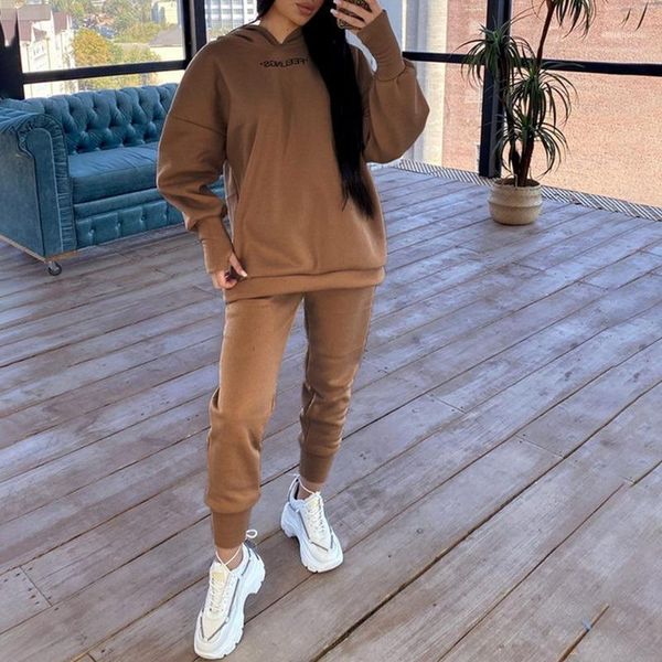 

yoga outfit women tracksuit sets solid color sweathisrt and long pant fashion two piece ladies hooded sports set