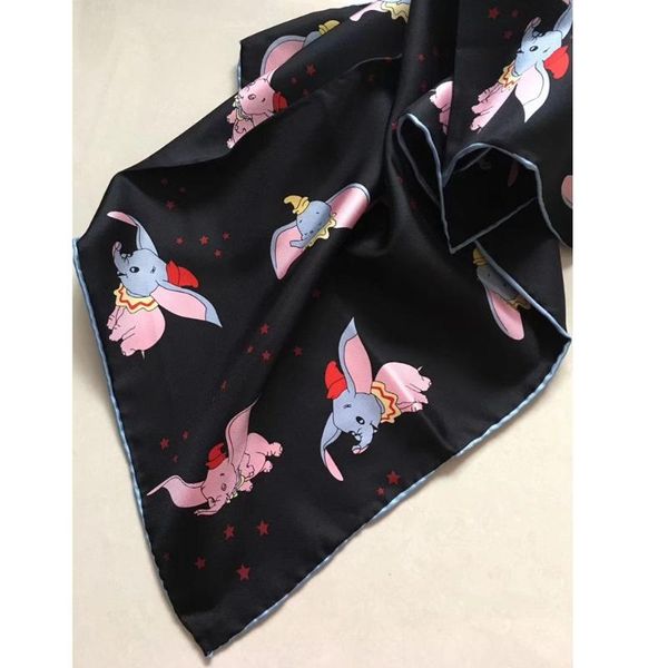 

scarves cute cartoon print 100% silk scarf neckerchief 21x21 inches, Blue;gray