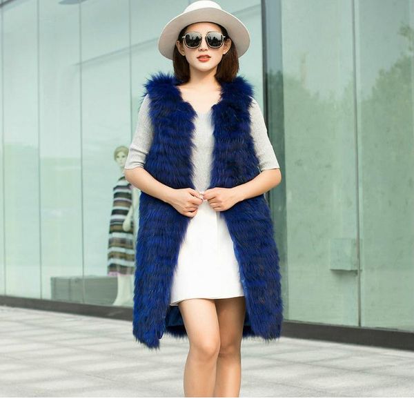 

women's fur & faux mlhxfur genuine real raccoon vest waistcoats sleeveless coat outwear plus, Black