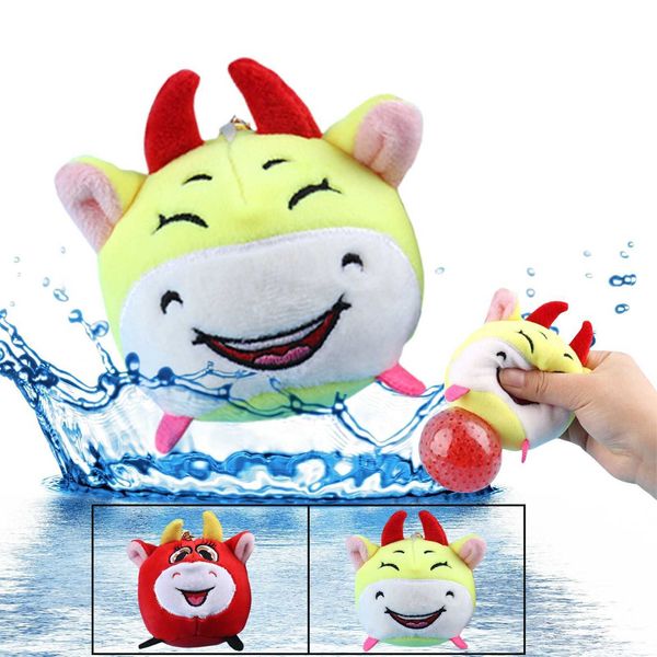 

tpr decompression pinch toy 2021 zodiac year plush bead keychain pendant 5ml reliver stress sensory kid