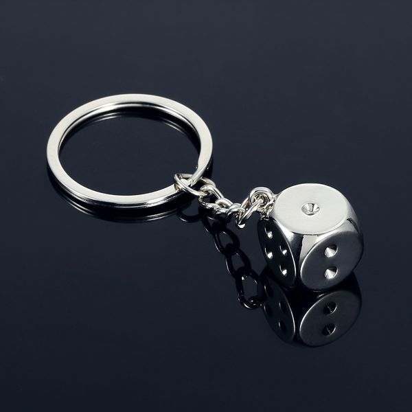 

metal creative gift good luck sieve dice key ring car waist color key ring chain pendant accessories keychain, Silver