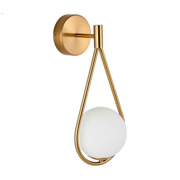 Lampada da parete moderna con sfera di vetro Lampadari a led nordici per decorazioni per la casa Soggiorno Cucina Bagno Camera da letto Apparecchio per applique in oro 210724