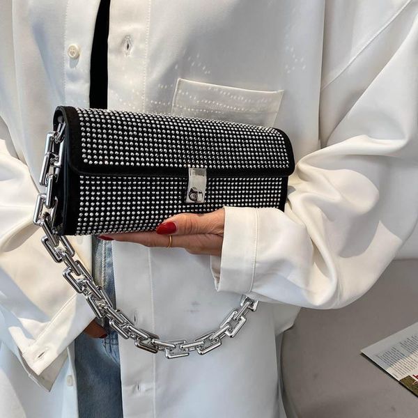 

evening bags bag women's design 2021 fashion water drill one shoulder small square ins net red foreign chain underarm