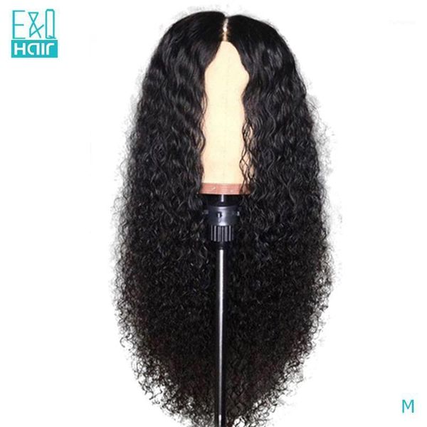 

lace front human hair wigs for women curly middle part wig pre plucked brazilian remy with baby 150 density1, Black;brown