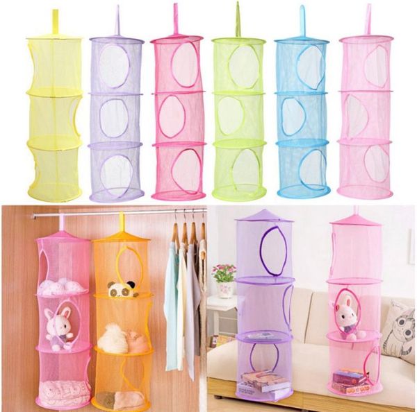 

storage bags color mesh hanging multi-layer cage cylindrical bag basket 0.08