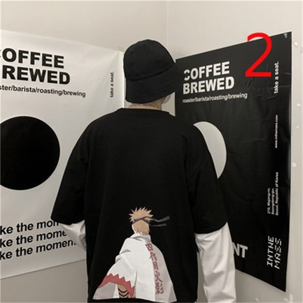 

t shirts long sleeve korean loose personalized simple men's undershirt, White;black