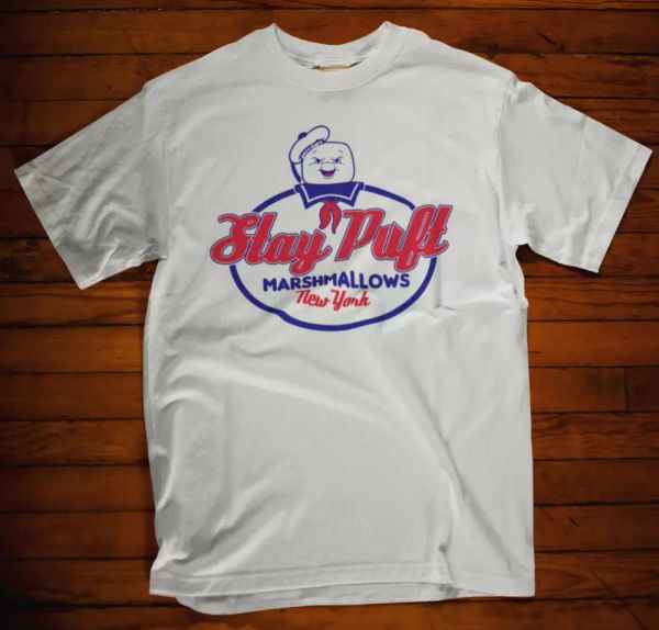 

Stay Puft T-shirt Movie Retro Tee Ghost busters 80s 90s Film Monster, White;black