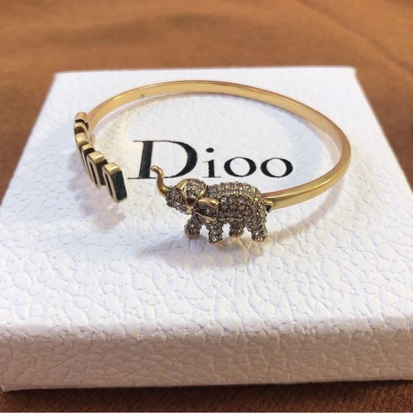 

d home / d home new letter elephant full diamond bracelet high version brass bracelet, Black