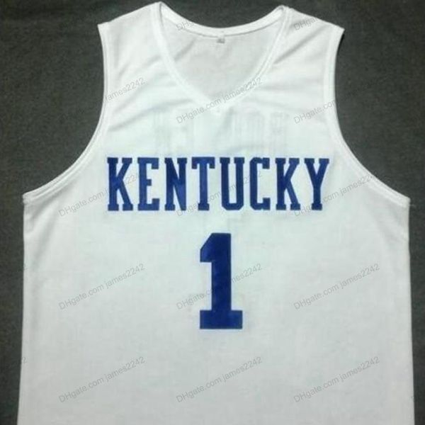 

custom vintage devin booker #1 kentucky basketball jersey men's all stitched white any size 2xs-5xl name and number quality, Black;red