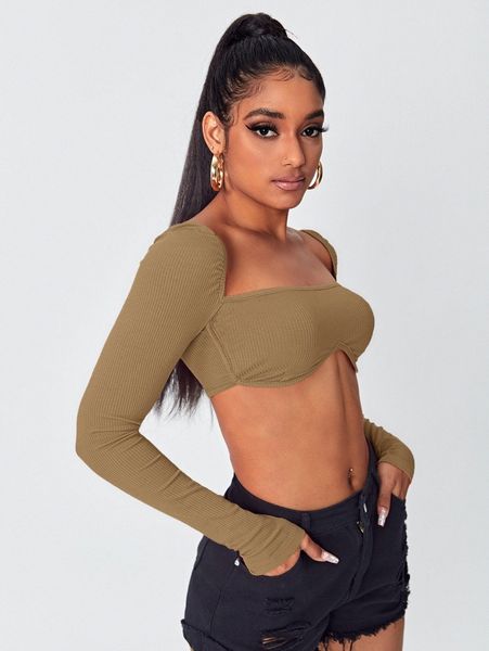 

square neck crop ribbed knit m2um#, White