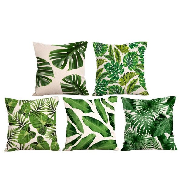 

cushion/decorative pillow tropical leaf cactus cushion cover monstera cotton linen throw pillows sofa home decor decorative pillowcase 45x45