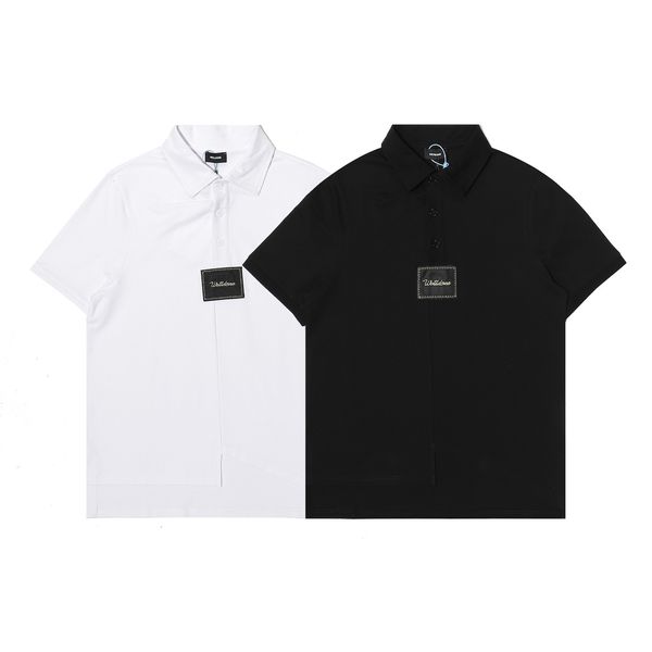

brand 21ss early spring new we11 small standard embroidery lapel polo shirt short sleeve t-shirt irregular cut short sleeve, White;black