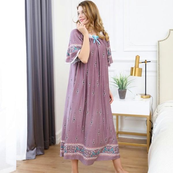 

women's sleepwear plus size loose nightgown women holiday print summer short sleeve cotton night casual ladies long nightshirt jjp, Black;red
