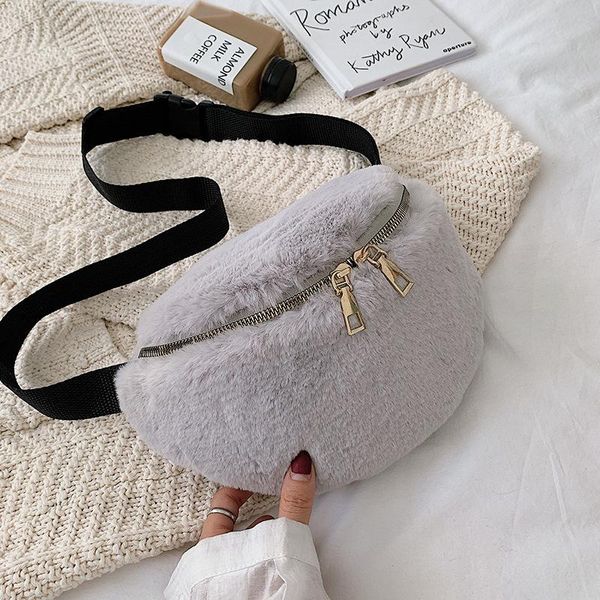 

fur chest bags waist for women winter warm plush crossbody bag ladies fanny pack faux purse casual belt