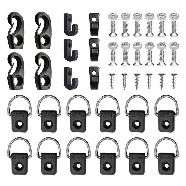 

rafts/inflatable boats kayak nylon j hooks elastic buckle kit set with d rings boating accessory for kayaks canoes paddle boards most