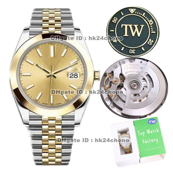 

8 styles luxury watches 126303 tw 41mm 904l stainless steel cal.3235 automatic mens watch sapphire champagne dial 18k gold two-tone bracelet, Slivery;brown