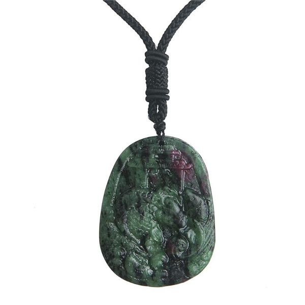 

pendants natural stones zoisite pendant necklace fashion green red crystal gem jewelry oval shape 54*41*13mm, Black