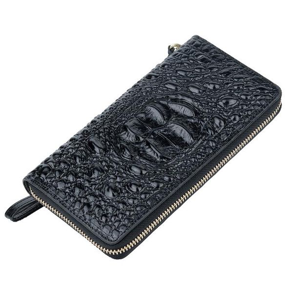 

oil wax crocodile leather long wallet fashion hand purse wallets, Red;black