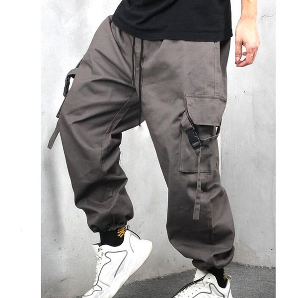 

men's pants fashion casual men's black gray hougong pants pocket hip hop clothing