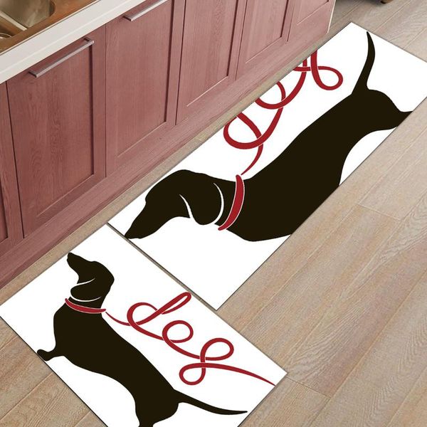 

cushion/decorative pillow 2pcs/set dachshund dog cartoon long kitchen mat bedroom entrance doormat home floor decor rug living room carpet