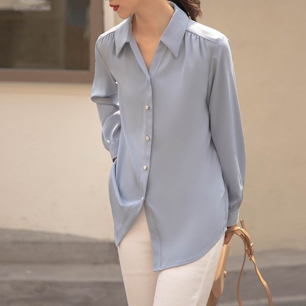 

women's blouses & shirts french broad shirt, blue button-down blouse and long sleeve harajuku plus size mmgr, White