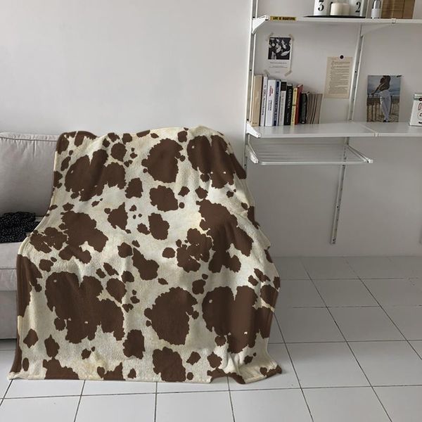 

leisure blankets animal print cow beige home textiles sofas children's bedroom for travel special throw blanket warm flannel