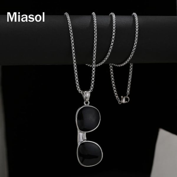 

men's necklace eye shape titanium steel cool fashion chain trend miasol brand boy creative colorless pendant necklaces, Silver