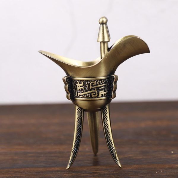 

bronze/red copper statue bronze wine cup decorated with antique tripod metal crafts elegant color cups & saucers