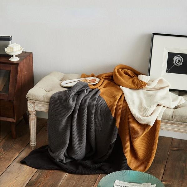 

blankets knitted cotton creative color matching spring and summer pography woolen blanket sofa set towel