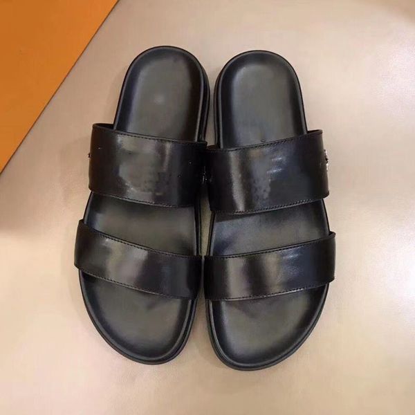 

70% off wholesale flip-flops men slippers summer breathable fashion designer shoes comfort real leather luxury brands flats sandals qg7p, Black