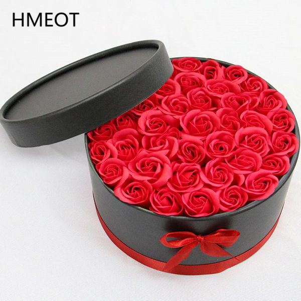 

round hug bucket paper box with soap flower set valentine's day gift storage wedding party home decoration drop decorative flowers & wr