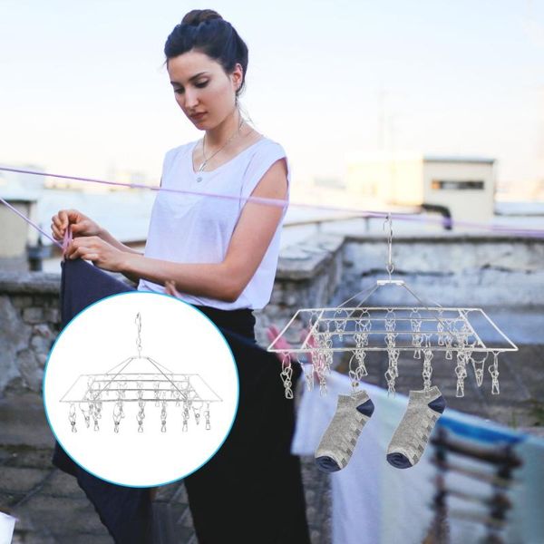 

hangers & racks 1pc multi-purpose clothes hanger stainless steel drying rack clips socks